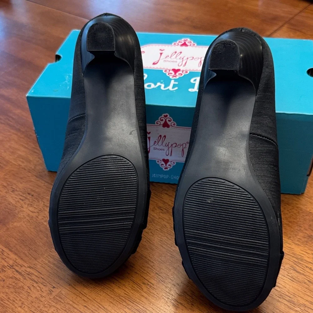 Jellypop Black Bow Mid-Heel Pumps size 8 - Picture 5 of 9